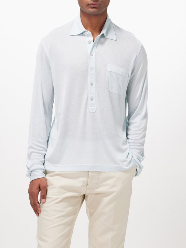 Tom Ford Half-button silk long-sleeved polo shirt