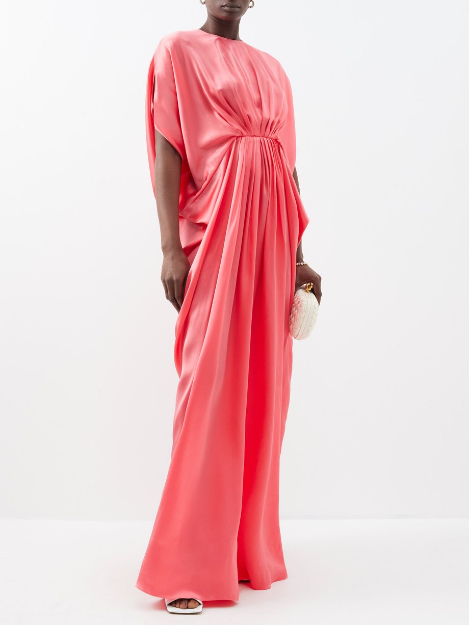 Pink Joan draped silk-satin kaftan dress | E STOTT | MATCHES UK