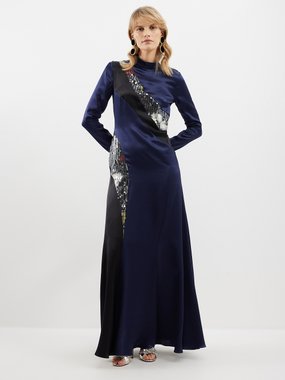 E.Stott E STOTT Baylee sequin-panel silk-satin dress