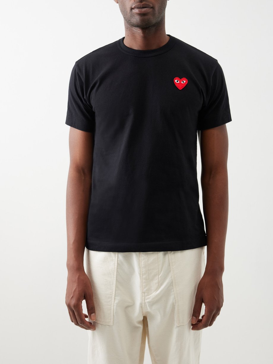 Black Logo-patch cotton-jersey T-shirt | Comme des Garçons Play ...