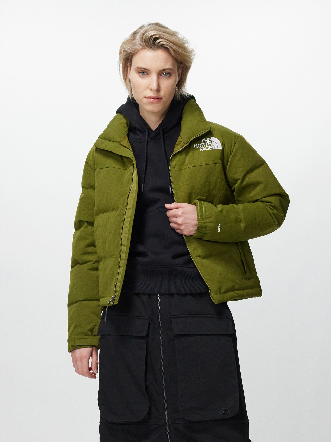 Green Mauduit detachable-sleeve quilted down jacket, Moncler Grenoble