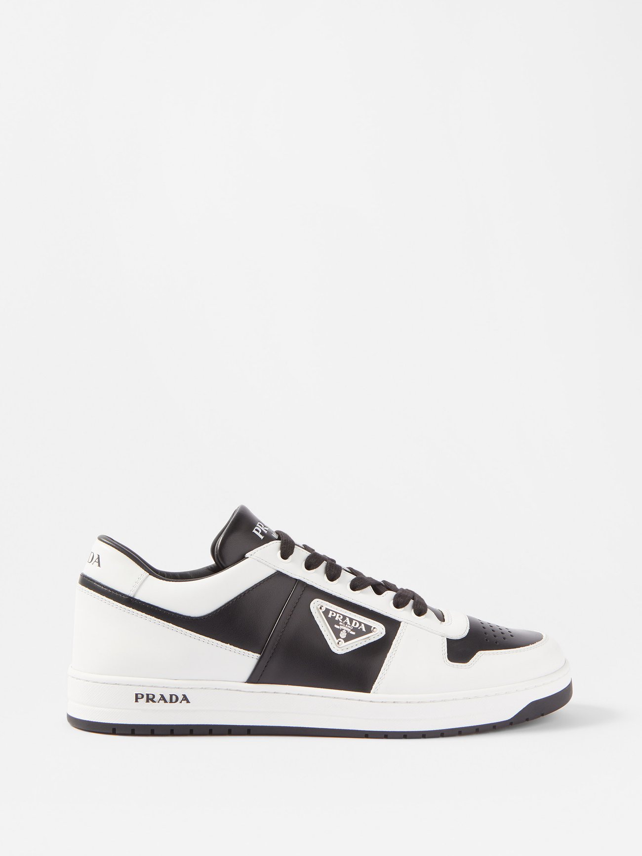 Black Downtown leather trainers | Prada | MATCHES UK
