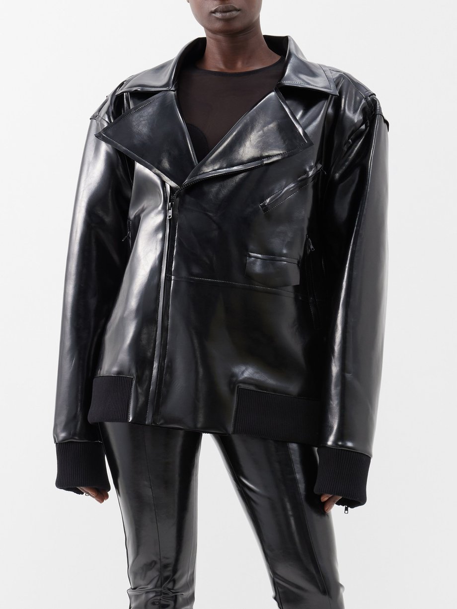 Black Oversized faux patent-leather jacket | Norma Kamali ...