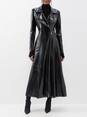Norma Kamali Patent faux leather trench coat