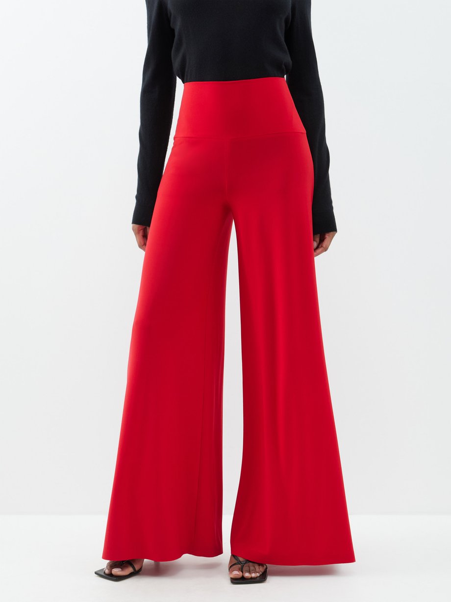 Red Elephant high-rise jersey wide-leg trousers | Norma Kamali | MATCHES UK