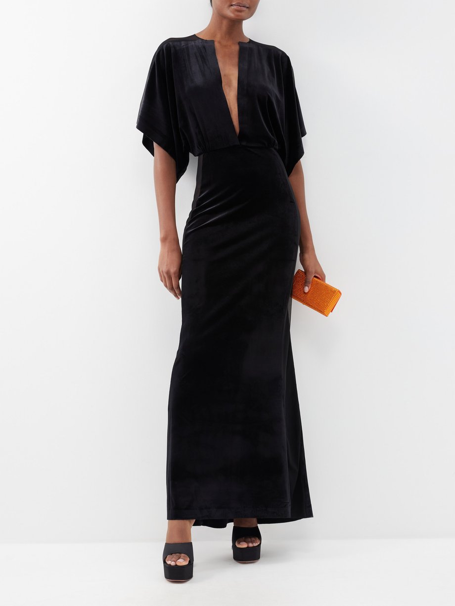 Open Shoulder Embellished Velvet Gown | Christian Siriano