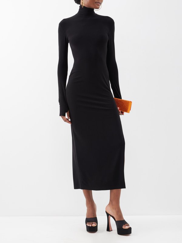Norma Kamali High-neck jersey gown