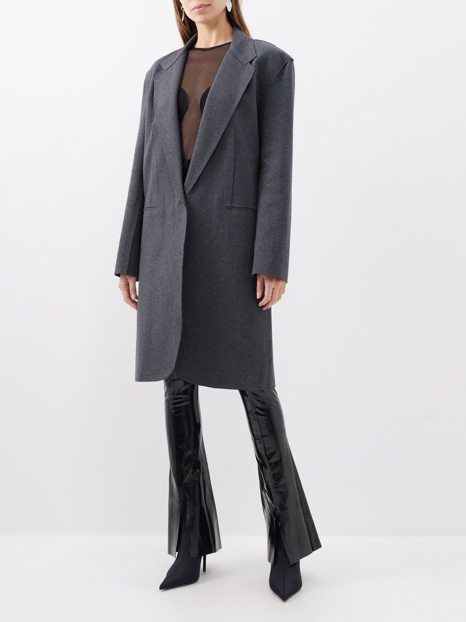 Grey Terry cotton-blend oversized tailored jacket | Norma Kamali ...
