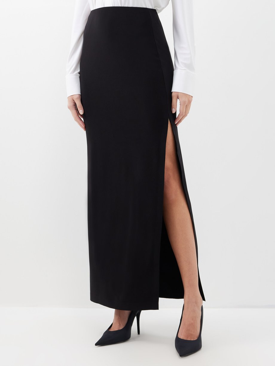 Black Side-slit jersey skirt | Norma Kamali | MATCHES UK