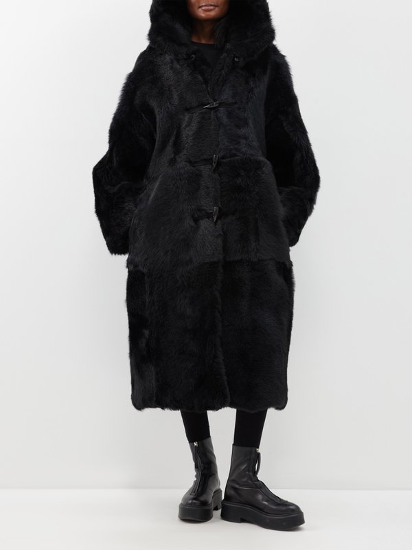 Raey Oversized hooded shearling duffle coat