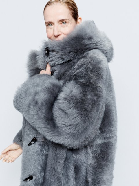 Lipsy Grey Shawl Oversize Collar Plush Faux Fur Coat