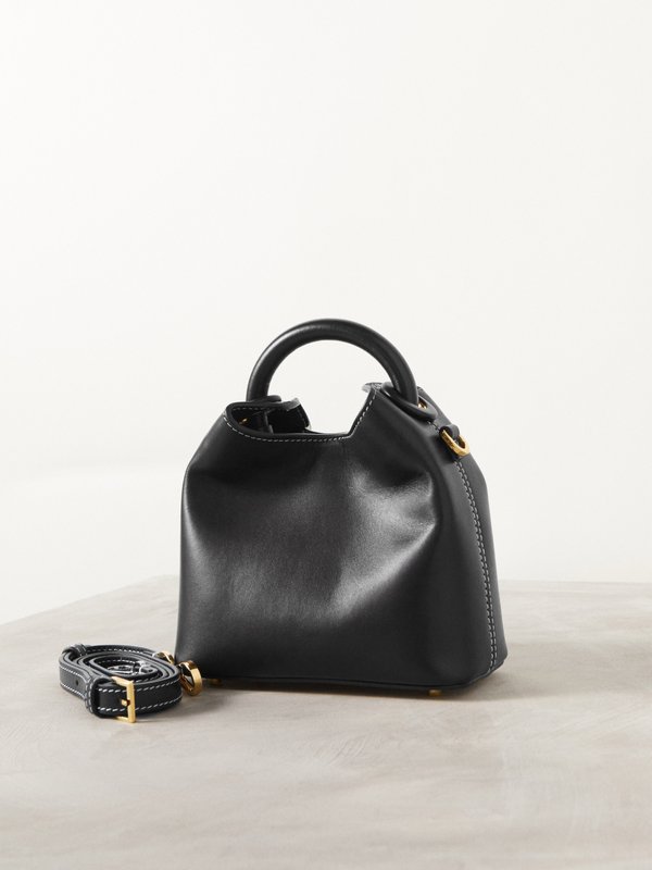 Black Madeline mini leather cross-body bag | Elleme | MATCHES UK