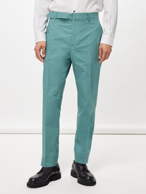 Officine Générale Owen belted organic-cotton poplin suit trousers