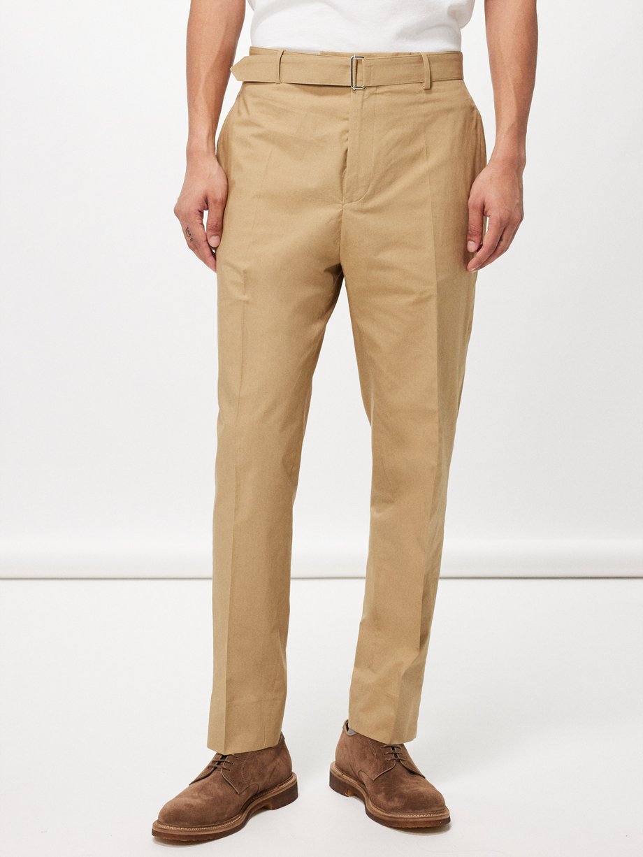 Officine Générale Owen belted organic-cotton poplin trousers