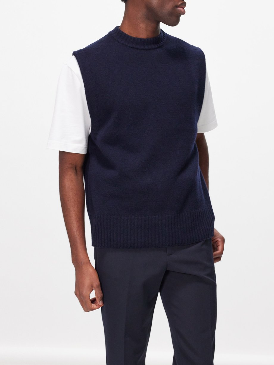 Navy Wool-blend sleeveless sweater | Róhe | MATCHES US