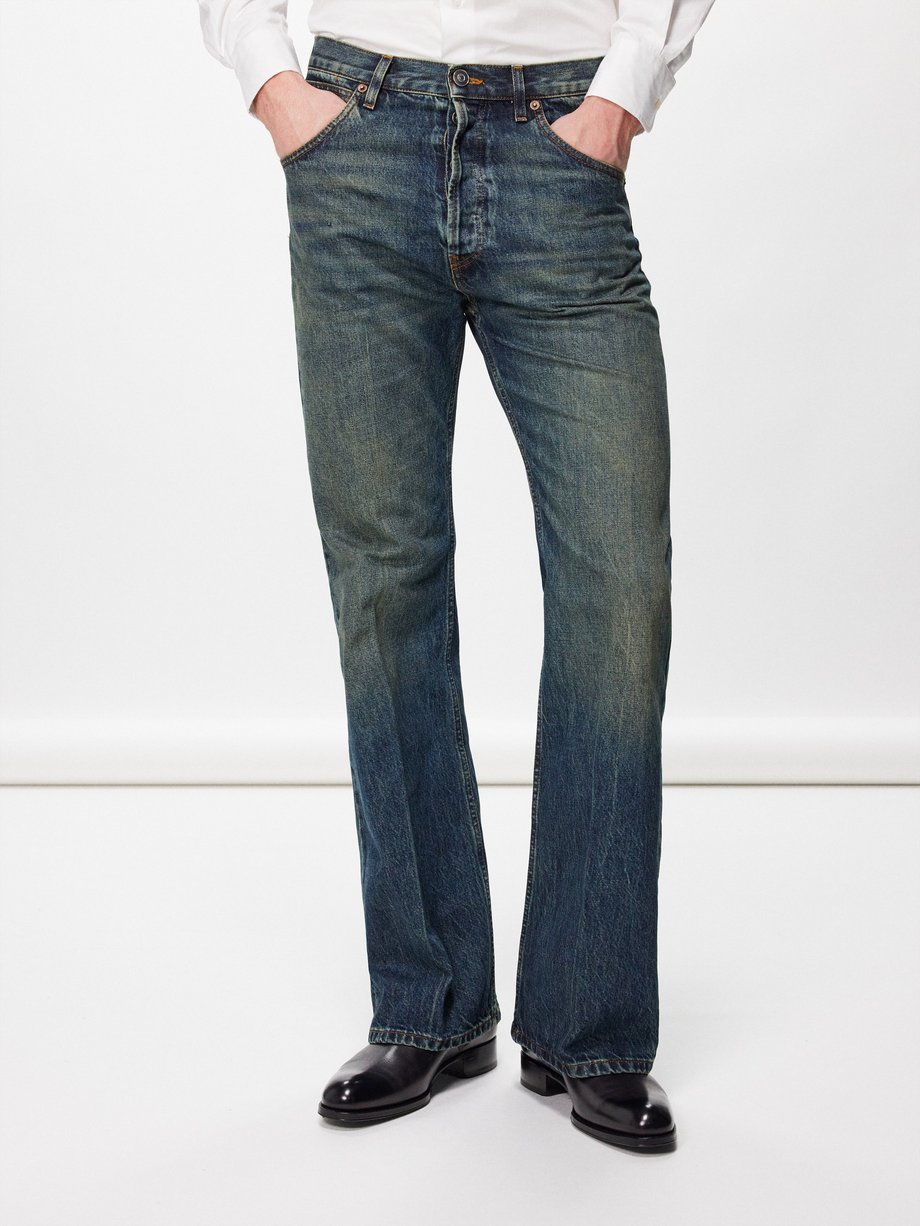 Blue Washed flared-leg jeans | Husbands Paris | MATCHES UK