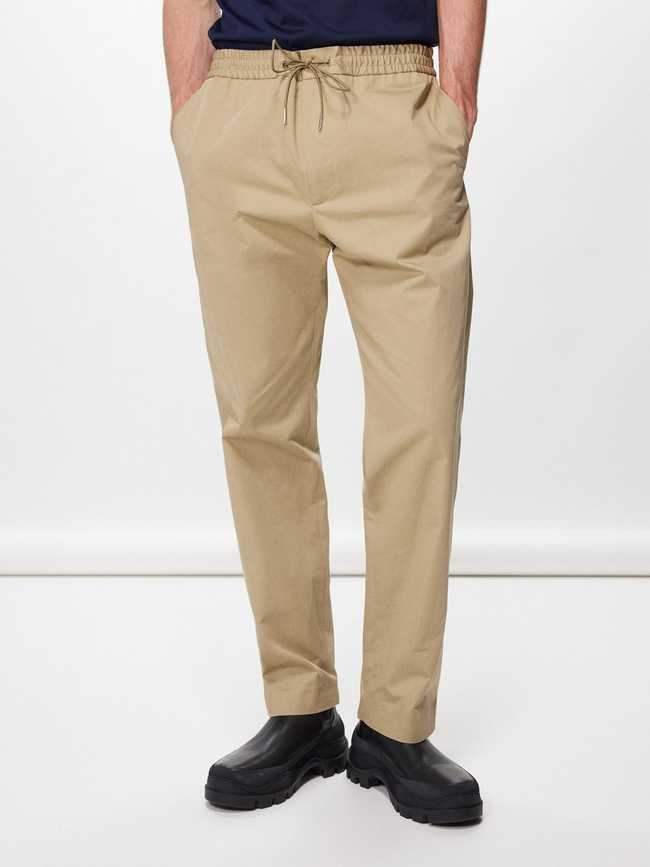 Moncler Drawstring-waist cotton-gabardine trousers