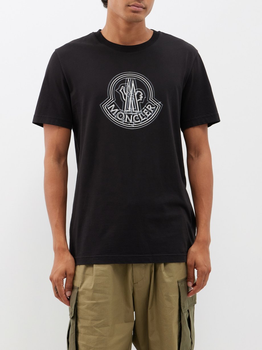 Black Logo-print cotton-jersey T-shirt | Moncler | MATCHES UK