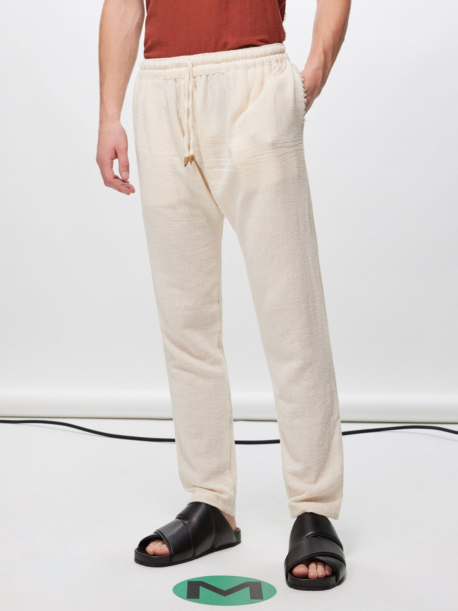 Neutral Wakun drawstring-waist cotton-jute trousers | CARAVANA | MATCHES UK