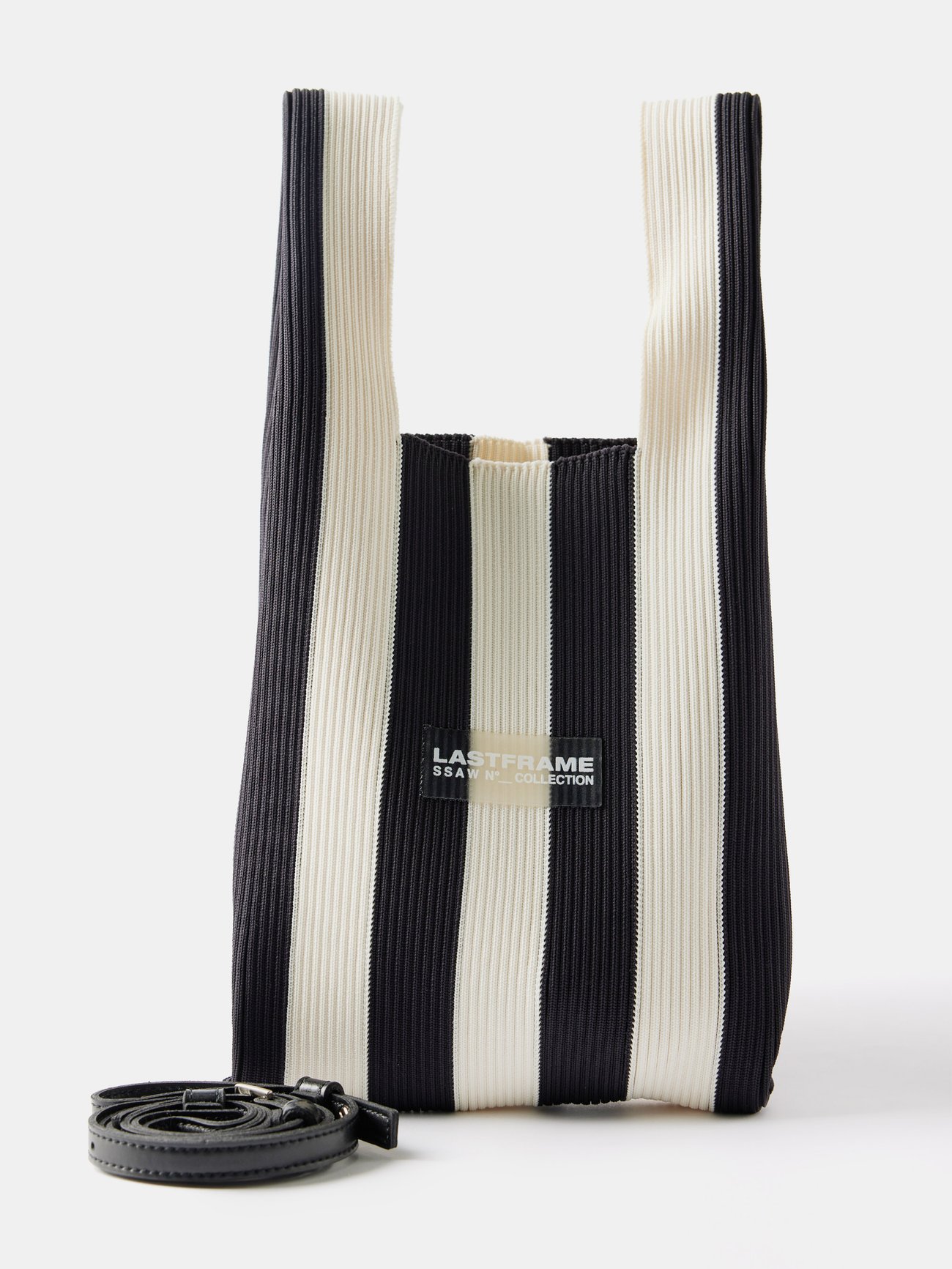 Ichimatsu small striped knit tote bag