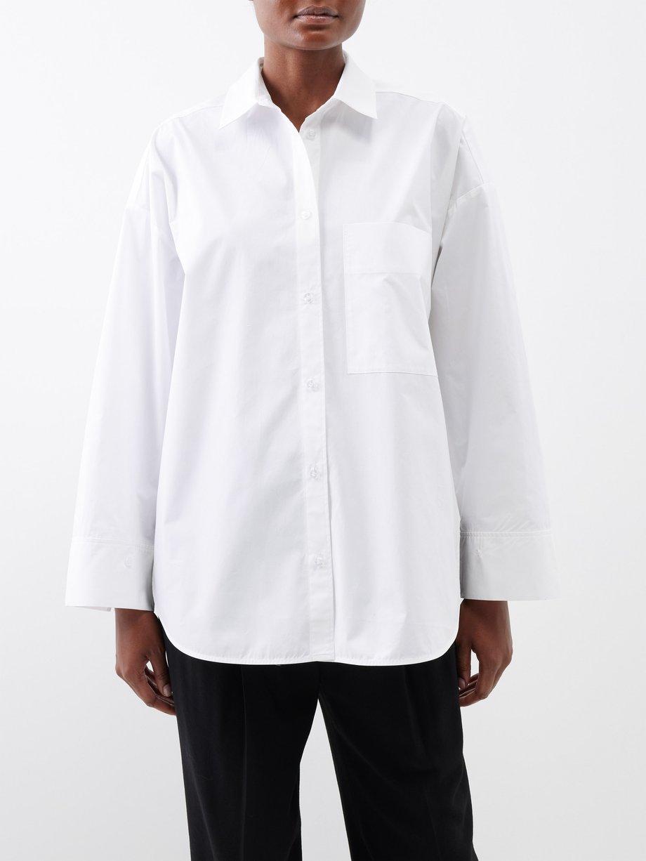 White Derris organic-cotton poplin shirt | By Malene Birger | MATCHES UK