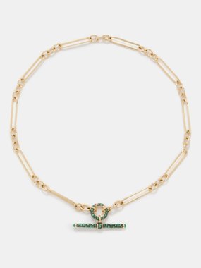 Lucy Delius Trombone emerald & 14kt gold necklace