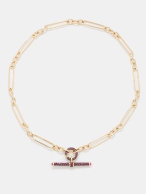 Lucy Delius Trombone ruby & 14kt gold necklace