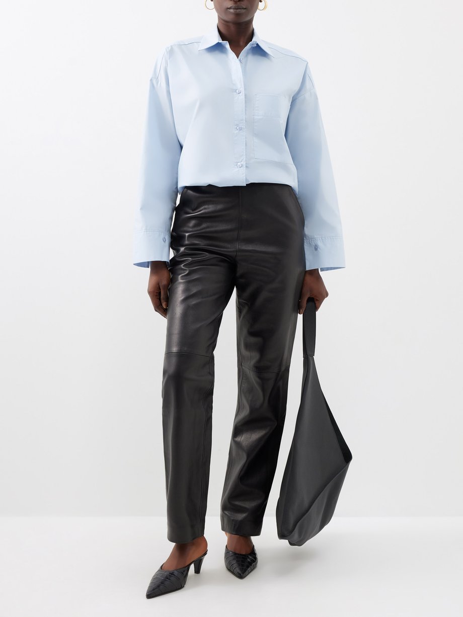 Blue Derris oversized fit organic cotton shirt By Malene Birger