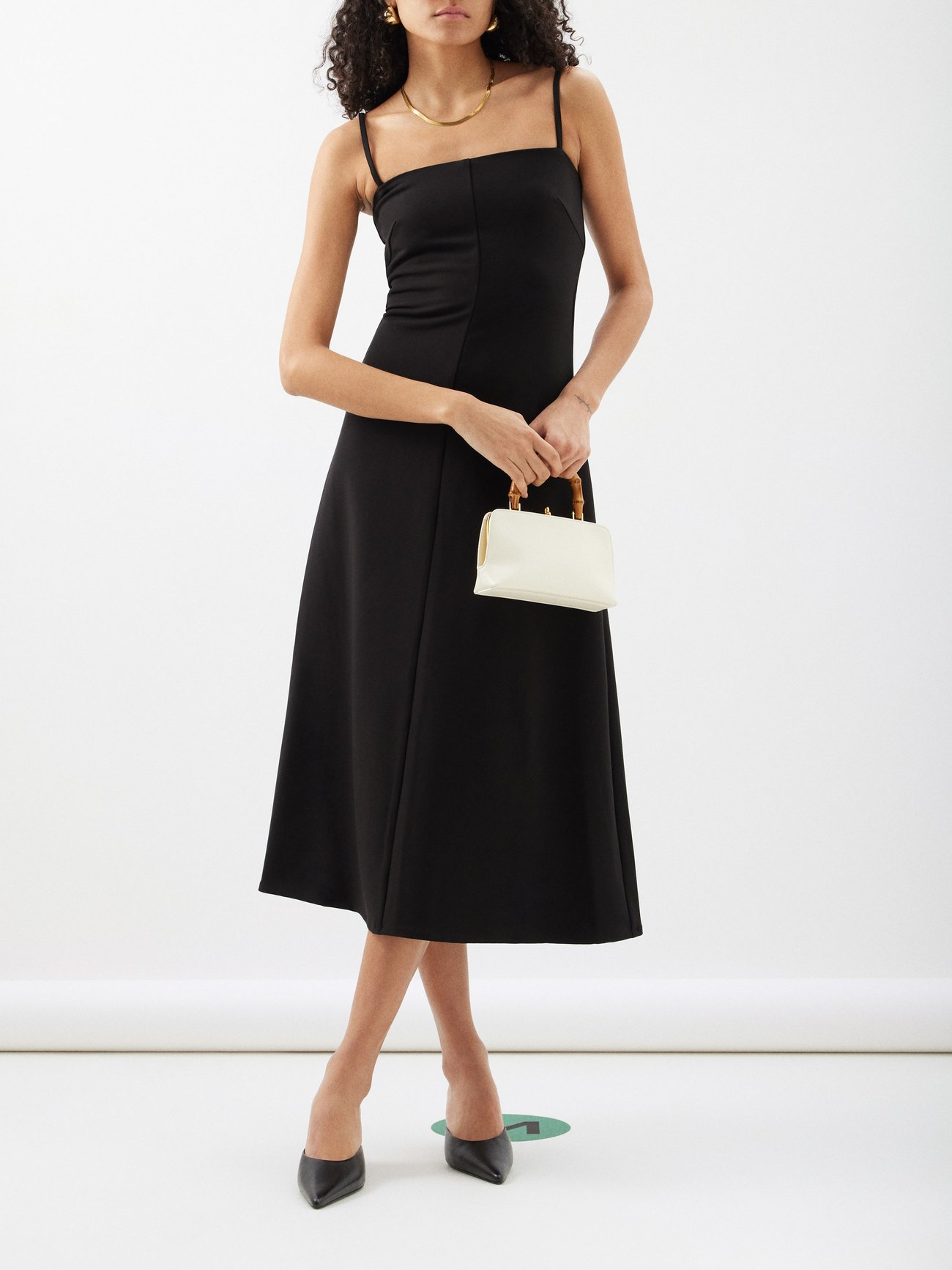 Black Fiona canvas midi dress, By Malene Birger