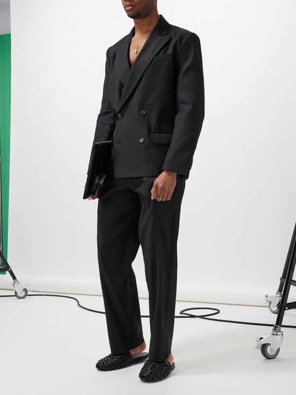 Commas Double-breasted linen blend suit jacket