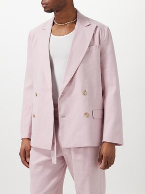 Commas Double-breasted linen-blend suit jacket