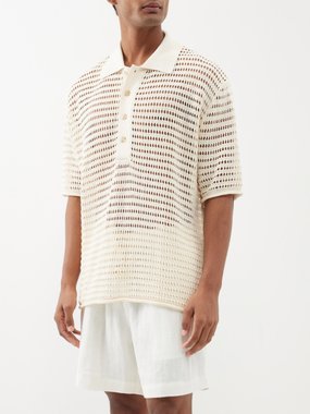 Commas Crochet polo shirt