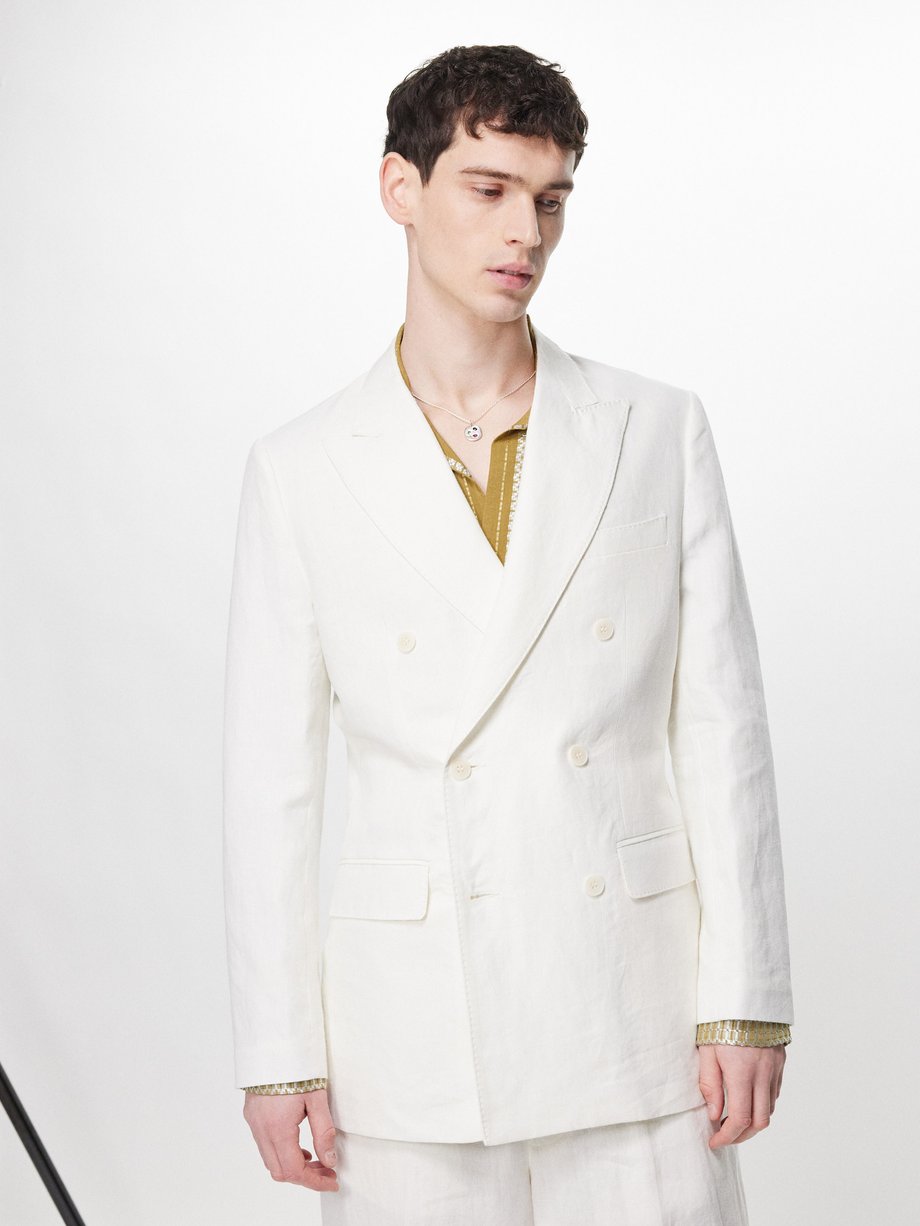 Bode White Double-Breasted Blazer