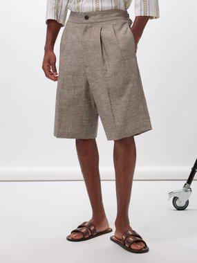 Zeus + Dione Pan pleated linen shorts
