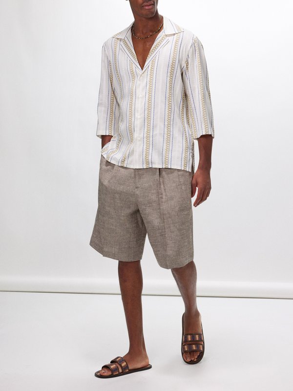 Zeus + Dione Pan pleated linen shorts