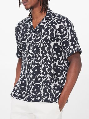 Frescobol Carioca Roberto floral-print linen short-sleeved shirt