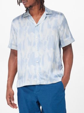 Frescobol Carioca Roberto seascape-print silk short-sleeved shirt