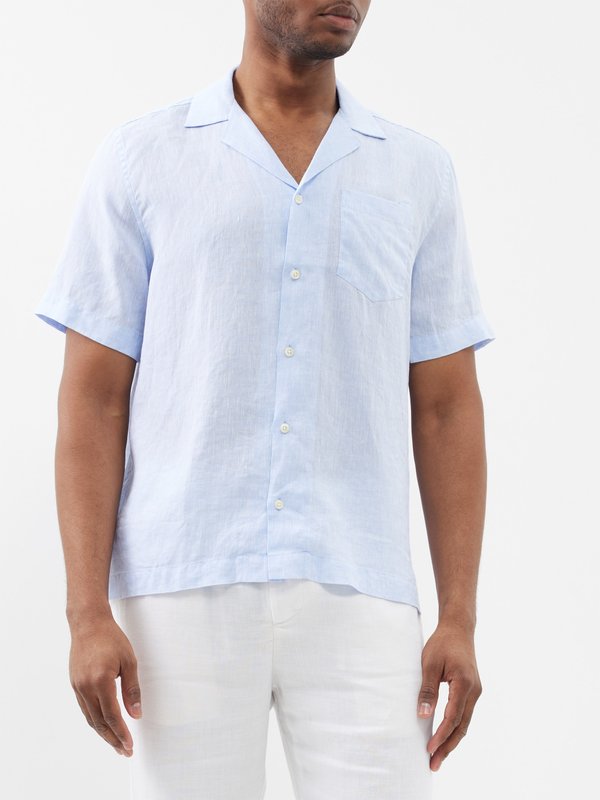 Frescobol Carioca Angelo Cuban-collar linen shirt