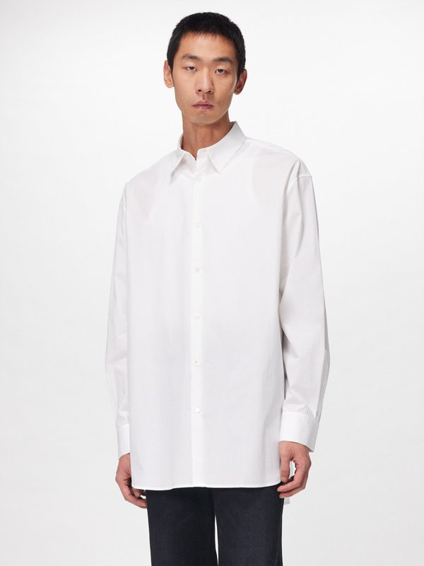 Poplin Oversized Button Up Shirt in White