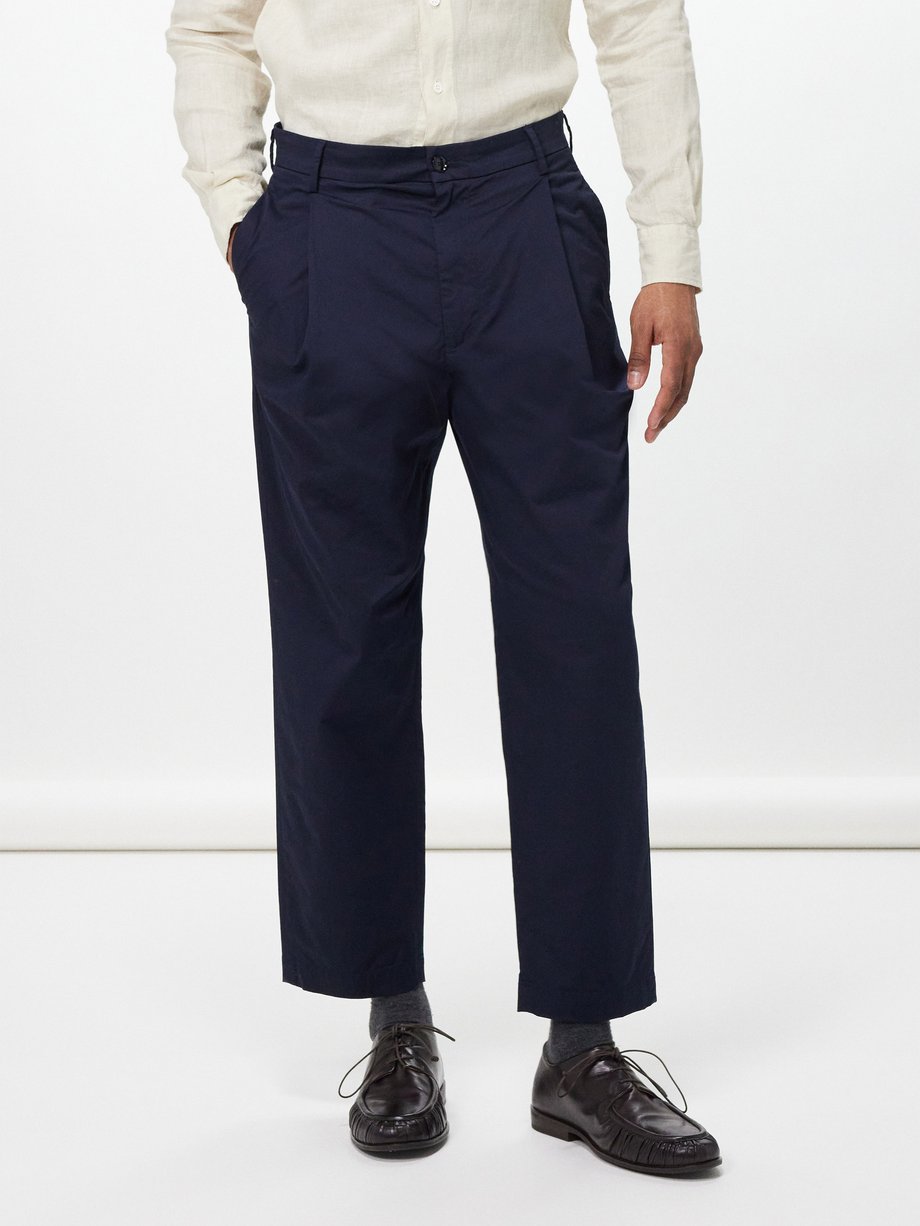 Fawn Single Pleat Wool Trousers | New & Lingwood