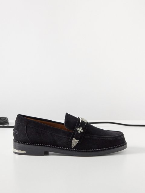 Black Polido metal-plaque suede loafers | Toga Virilis | MATCHES UK
