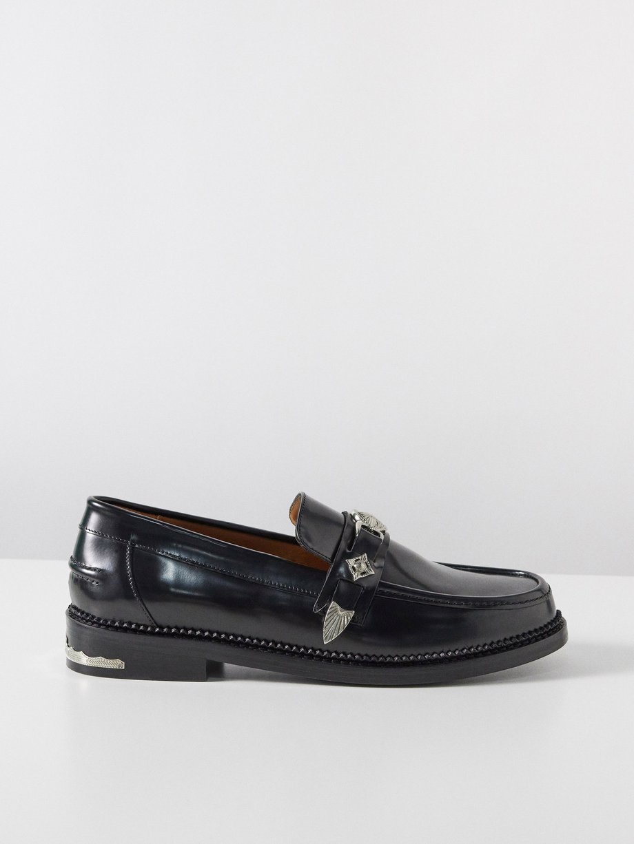 Black Polido metal-insert leather loafers | Toga Virilis | MATCHES UK