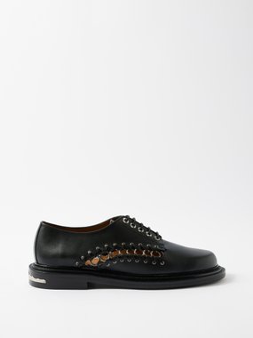 Toga Virilis Eyelet-embellished leather Derby shoes