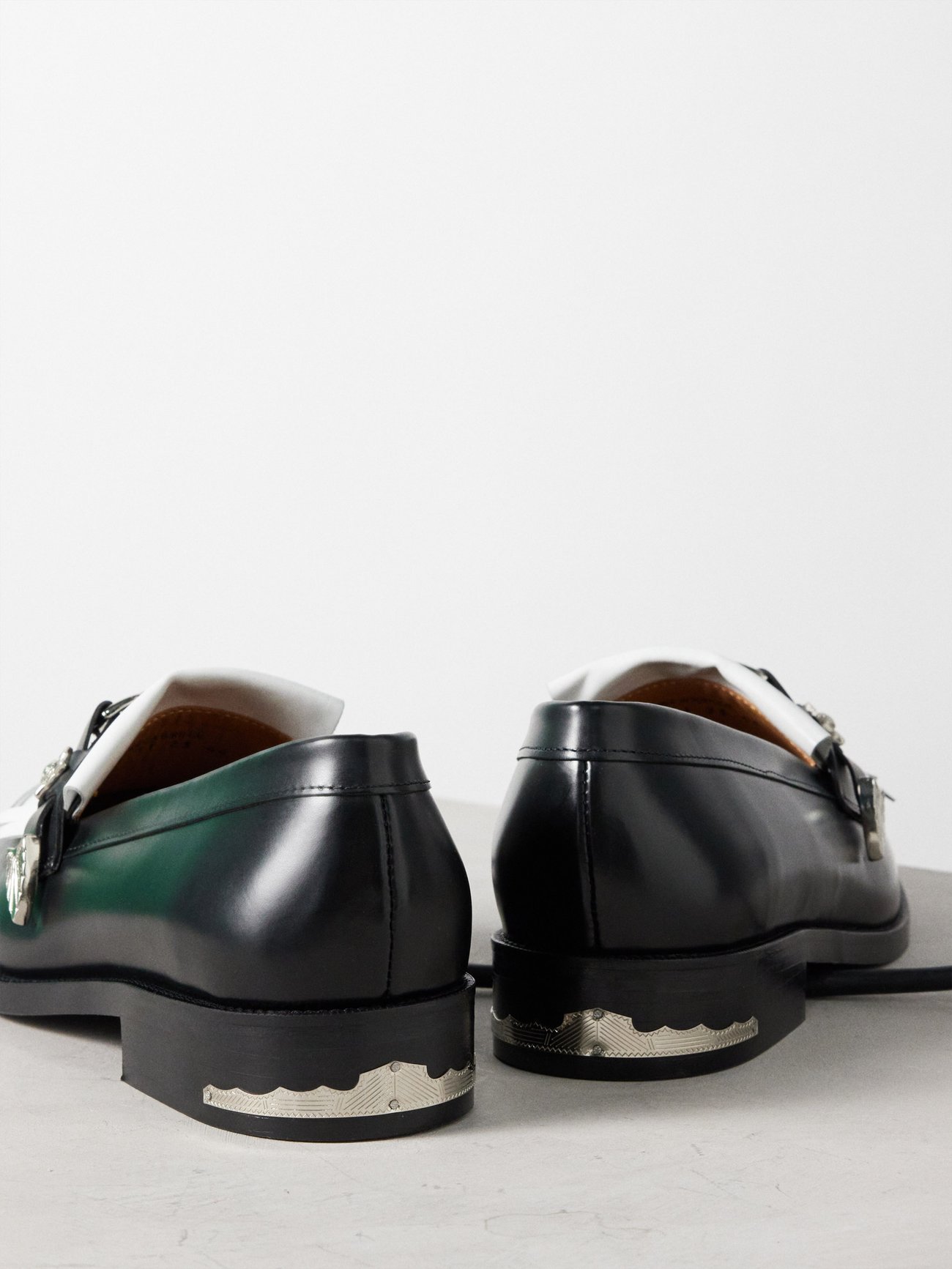 Polido metal-insert fringed leather loafers