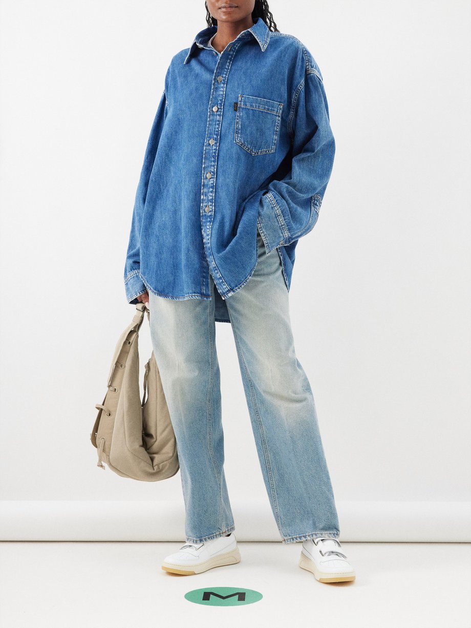 DAZY Drop Shoulder Button Through Denim Blouse | Shirt outfit women, Womens denim  shirt, Blue shirt outfits