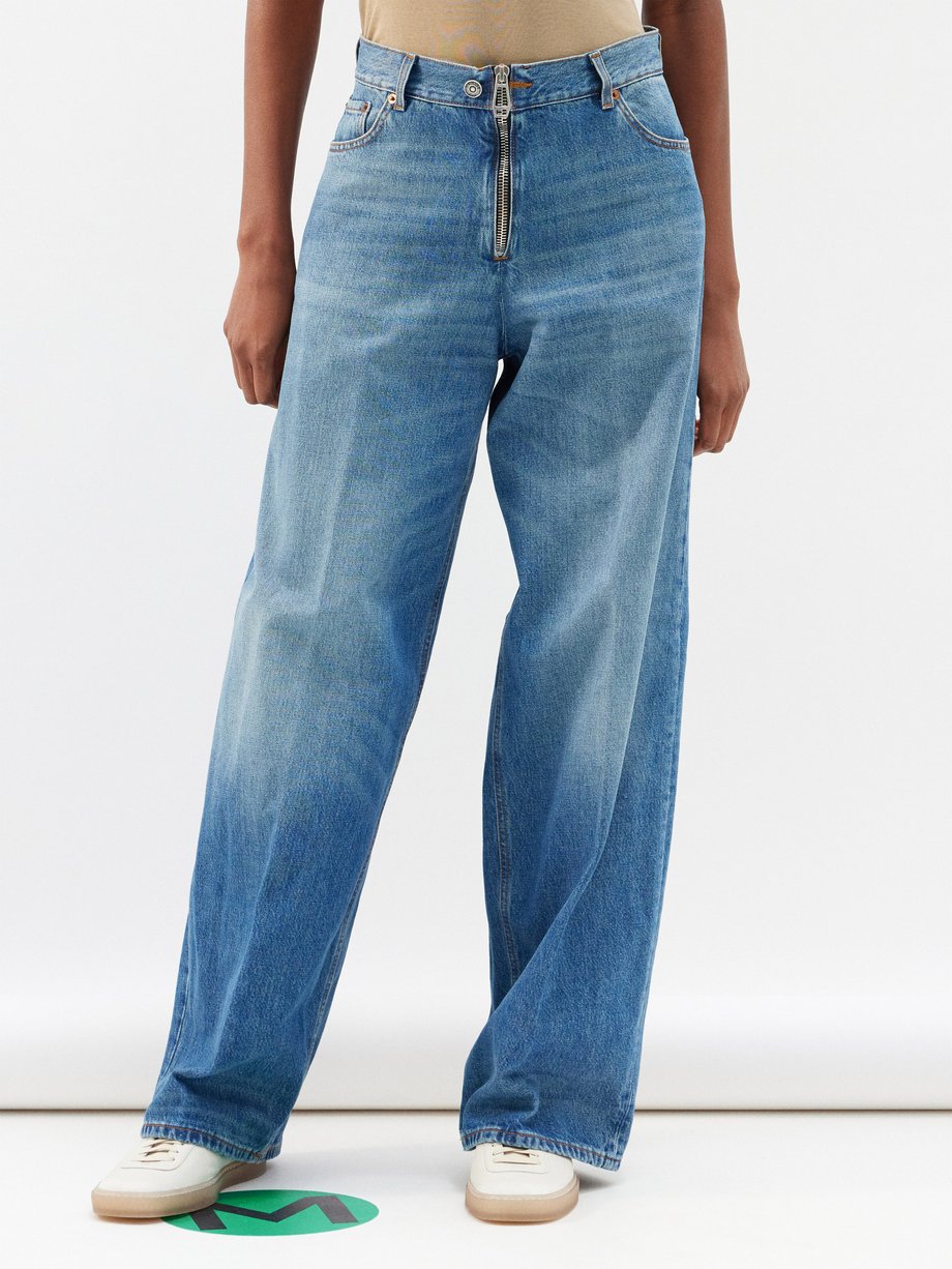 Mid blue Bethany exposed-zip wide-leg jeans | Haikure | MATCHES UK
