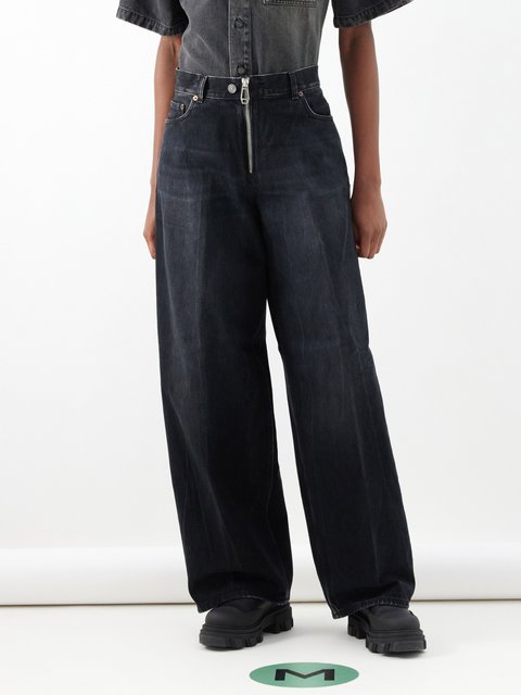 Black Bethany exposed-zip wide-leg jeans | Haikure | MATCHES UK
