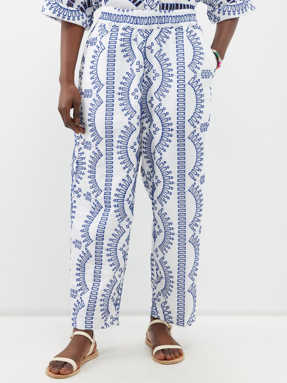 Charo Ruiz Lya embroidered cotton-blend trousers