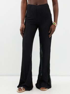 Charo Ruiz Youssy pointelle-knit relaxed-leg trousers