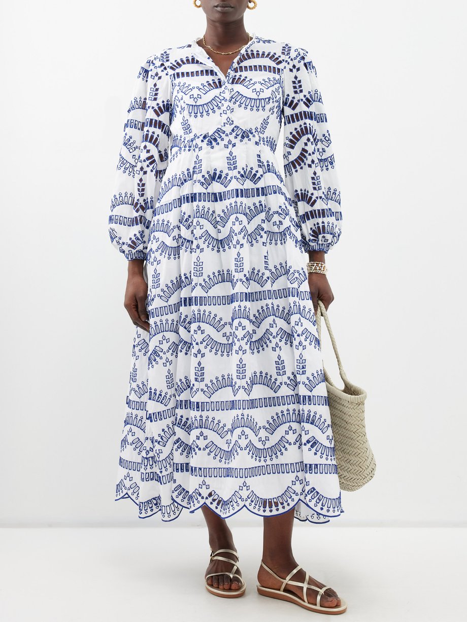 White Kaika broderie-anglaise cotton-blend dress | Charo Ruiz | MATCHES UK